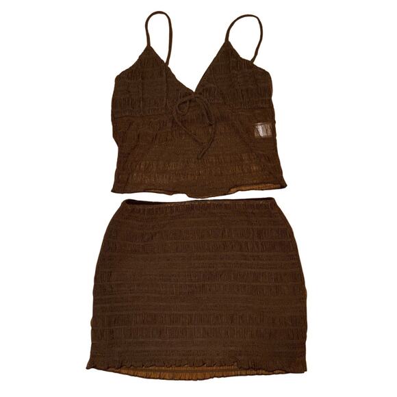 Princess Polly Rawlings Chocolate Brown Mesh Set Size 4 - Picture 1 of 4